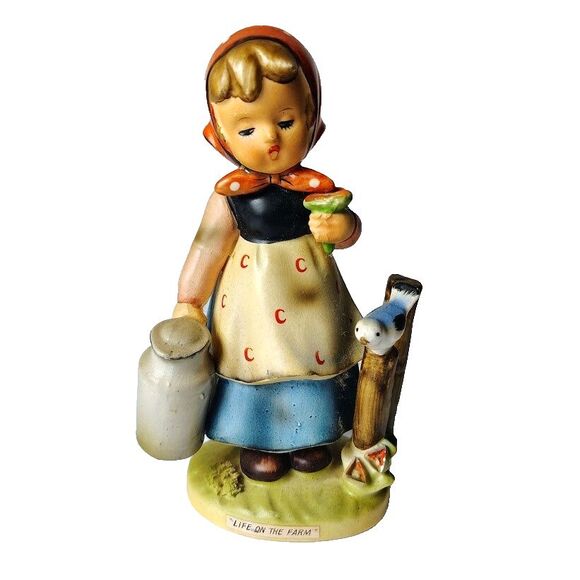 2 Erich Stauffer Life on the Farm Figurines Girl w/ Milk Can Boy w/ Shovel 7" - Picture 2 of 7
